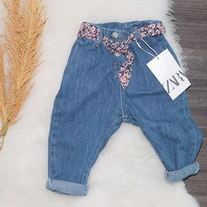 Zara Baby Floral Tie Jeans